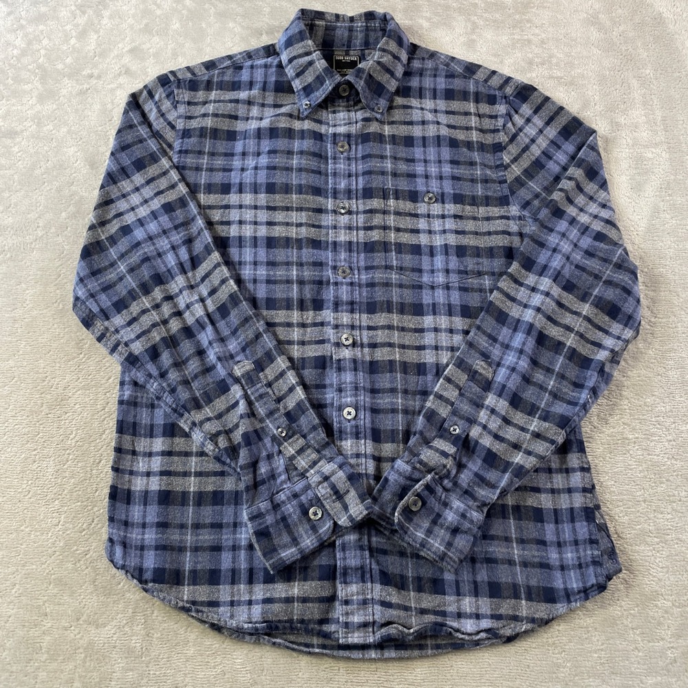 Todd Snyder Flannel Shirt Mens Small Blue Plaid Button Casual Preppy Minimalist